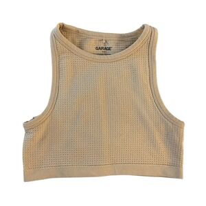 Garage‎ Waffle Knit Crop Tank Top Small Light Brown